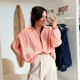 Chemisier Palmiers Pêche