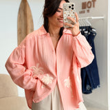 Chemisier Palmiers Pêche