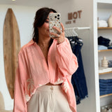 Chemisier Palmiers Pêche